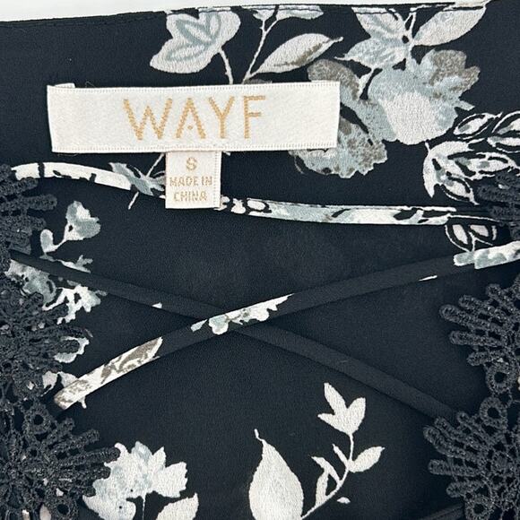 WAYF Black White Floral Deep V Neck Camisole Tank Top Lace Sexy Cottage Size S - Picture 5 of 8